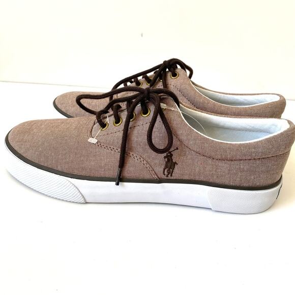 Polo Ralph Lauren Forestmont II Brown Chambray NWOB Mens sneakers size 8.5 - Picture 6 of 10